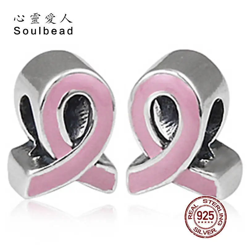 Soulbeads Fit Pandora амулеты Серебро 925 Оригинал раковые груди понимание розовый браслет