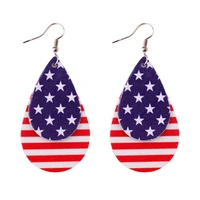 zwpon fashion american flag stars stripes layered leather earrings fashion flag pu leather statement teardrop earrings jewelry
