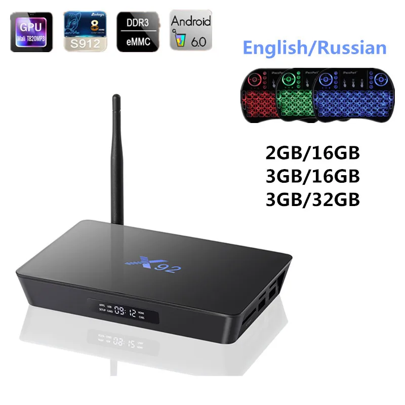 X92 Android Tv Box 6 0 Amlogic S912 макс 3 Гб оперативной памяти 32 встроенной Bluetooth Octa Core 5G Wi-Fi HDMI