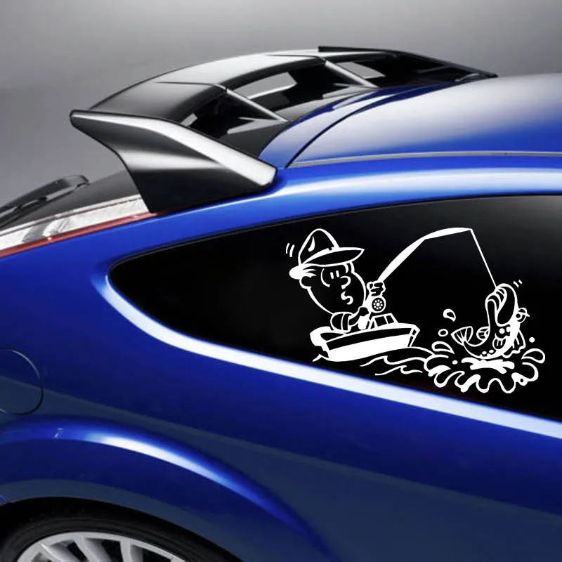 

YJZT 17.3cm*11cm Happy FISHMAN Vinyl High-quality Decor Decals Car Sticker Black Silver Accessories C11-0174