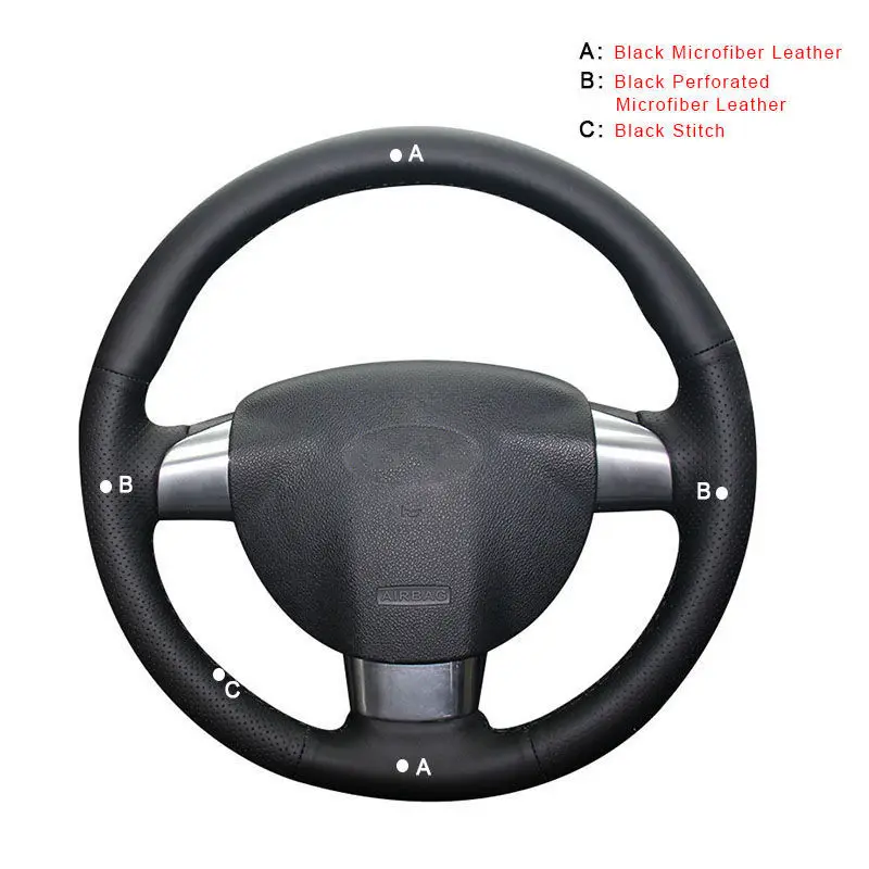 Microfiber Leather Автомобильная Оплетка на Руль Обложка для Ford Focus 2 2005-2011(3-спица) салона авто-Стайлинг Авто Чехлы для рулевого колеса кожа - Название цвета: Microfiber Leather