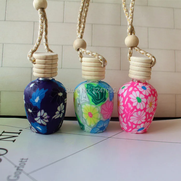 

12ML 20Pcs50Pcs Empty Polymer Clay Perfume Refillable Bottle, DIY Glass Car Hang Scent Bottle with Wood Cap, DIY Perfume Package