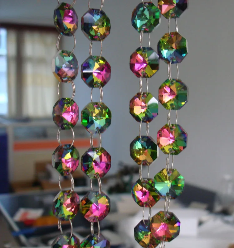 Новогодняя Радужная люстра 100 м/лот цепочки для ламп блестящая эстетичная стеклянная гирлянда цепочка из