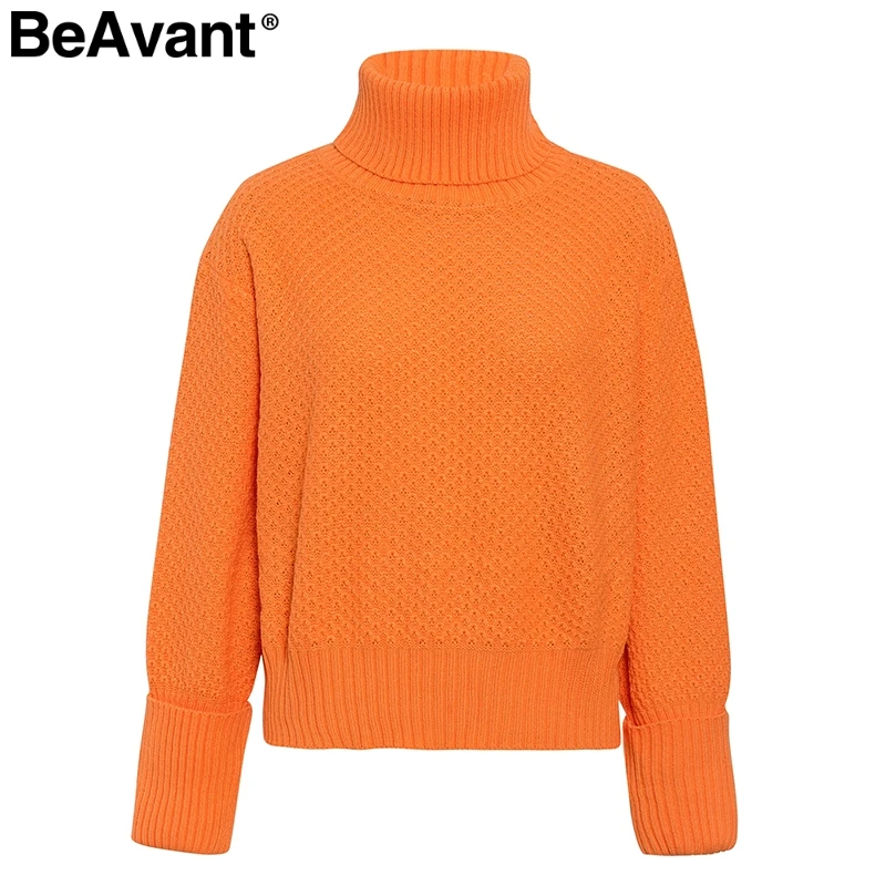 Женский винтажный свитер BeAvant вязаный с высоким воротом и широким длинным
