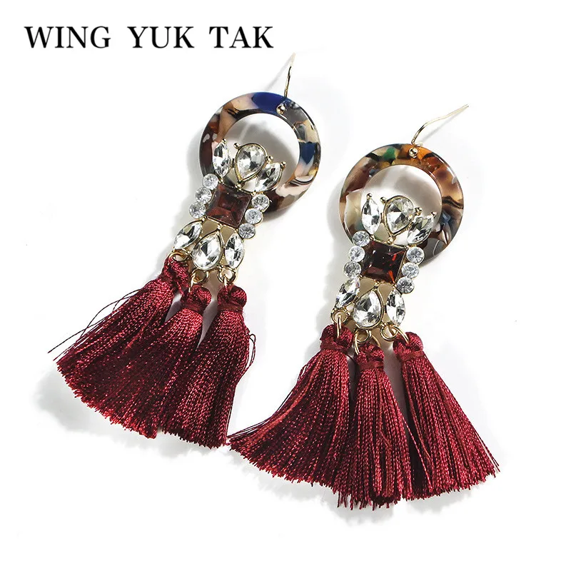 Женские винтажные серьги кисточки wing yuk tak круглые акриловые капельки в богемном