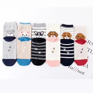 Изящные женские мультяшная собака короткие носки Веселые женский пуделя Бигль бульдог Шнауцер корги своего померанского шпица с принтом Щенок, хлопковые носки
