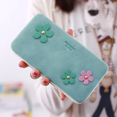 green Кошелек с цветочным рисунком, Женский кошелек от известного бренда, держатель для карт, карман для мобильного телефона, кожзам, женская сумка для денег, клатч, Женский кошелек, 914 - Цвет: green