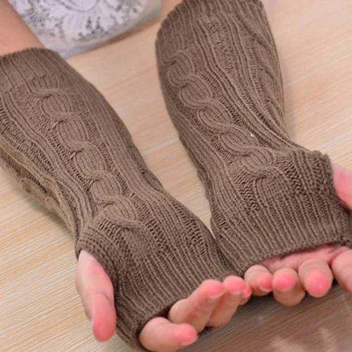 Горячие Для женщин длинный вязаный крючком без пальцев Плетеный рука теплее