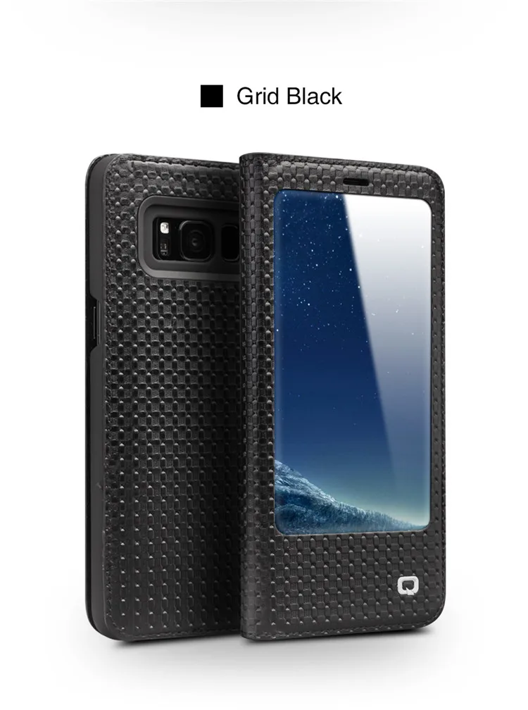 QIALINO Модный чехол-книжка из натуральной кожи для samsung Galaxy S8 и S8 Plus, Ультратонкий чехол ручной работы для телефона 5,8/6,2 дюйма
