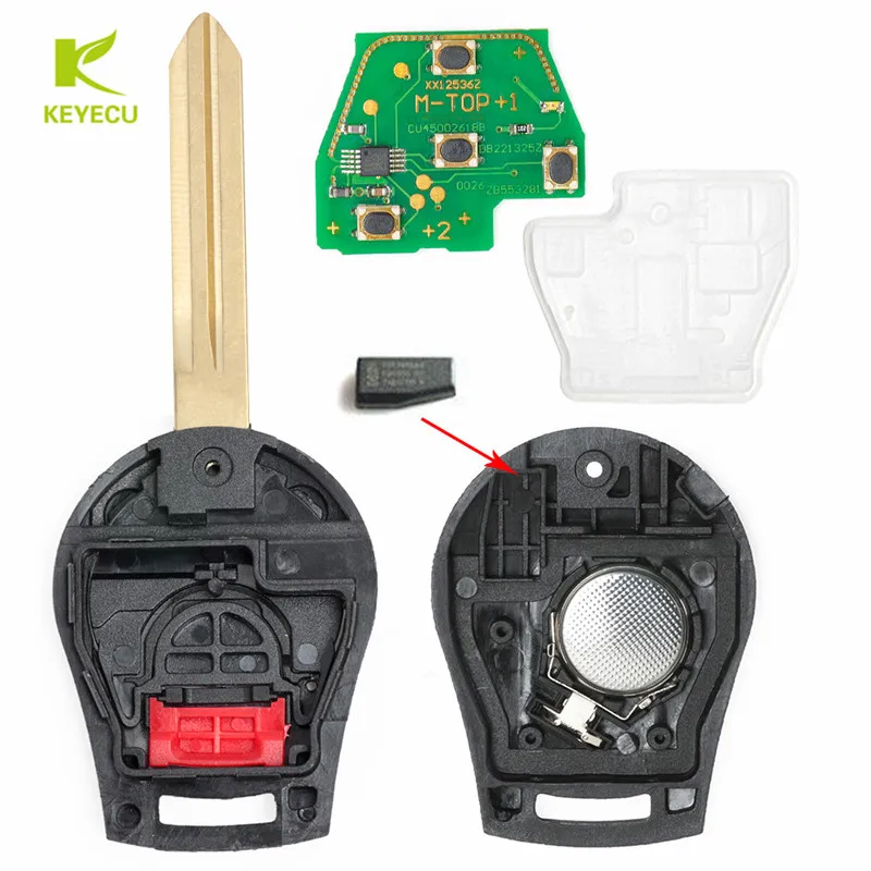 Запасной пульт дистанционного управления KEYECU с 3 кнопками чип PCF7936 434 МГц для Nissan