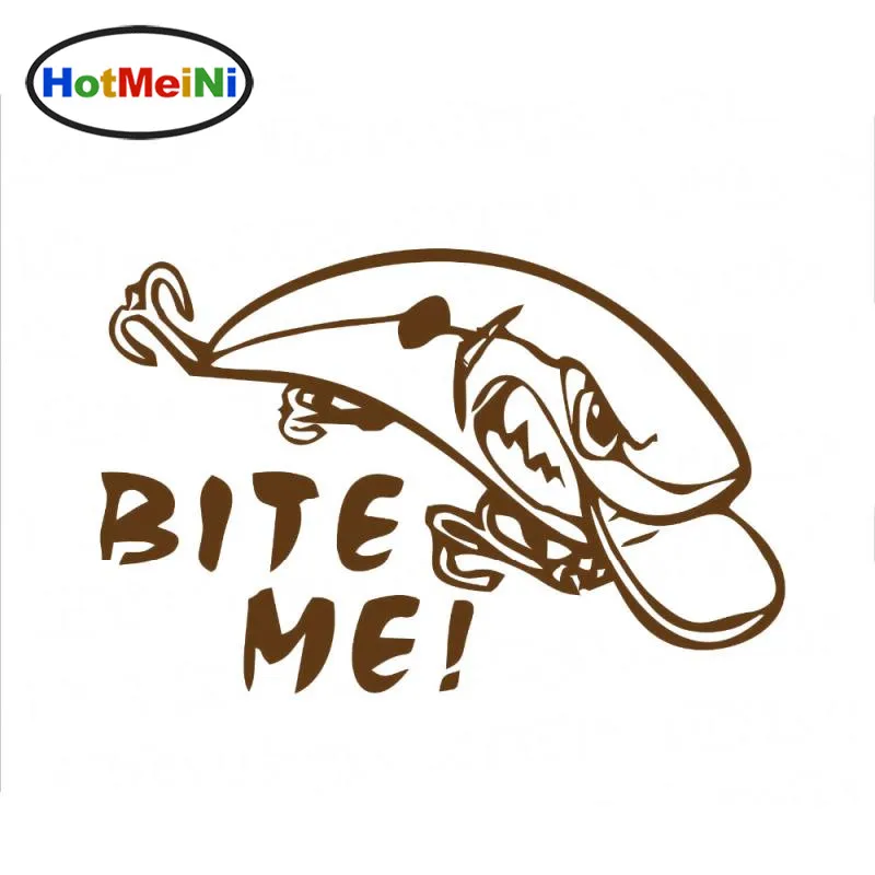 HotMeiNi Bite Me кривошипная приманка наклейка снасти рыболовный наружный Винил Автомобильный стикер автомобильные наклейки аксессуары Черный Серебряный 12,5 см* 8 см - Название цвета: Коричневый