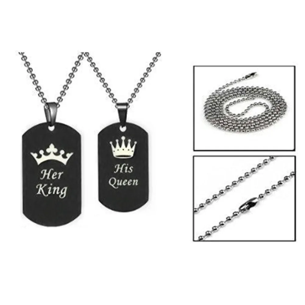 Король Queen ювелирное изделие для пары Корона Dog Tag король/Queen с надписью забавными