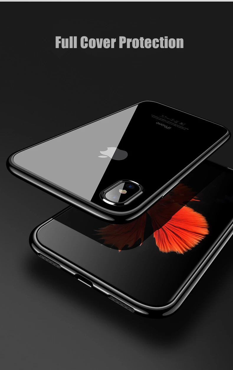 Роскошный чехол для iPhone 6 7 8 TPU с покрытием из розового золота кристально чистый X 6S