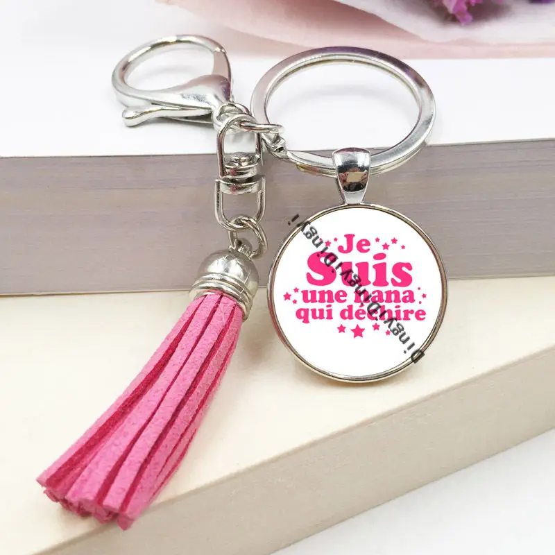 Брелок для ключей super Papy с кисточками кольцо супермаитресс фото jesuis une nounou стекло