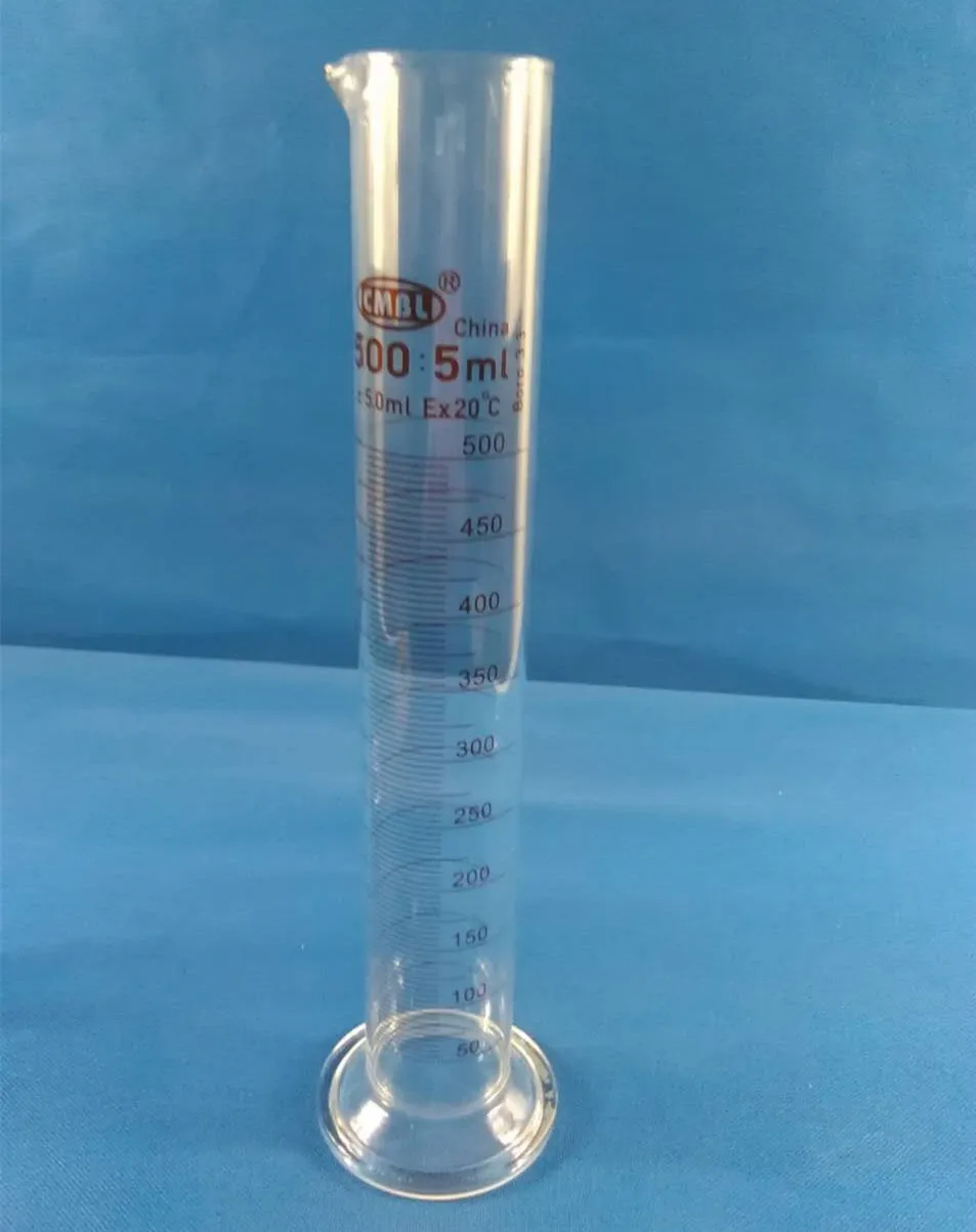 Стеклянный мерный цилиндр 500 мл для жидкости прозрачный измерительный