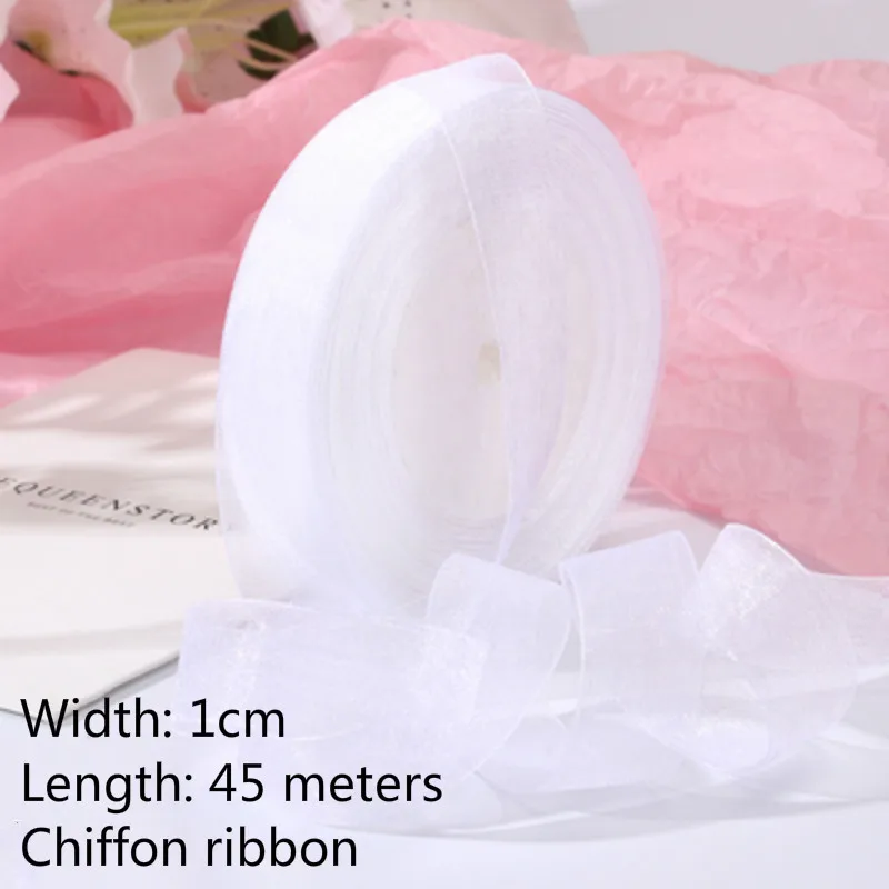 20mmchiffon ribbon W Белые тематические стильные вечерние Свадебные DIY лента для украшения/бумажный фонарь/зонтик/воздушный шар искусственные розы гортензии Цветочные шары - Цвет: 20mmchiffon ribbon W