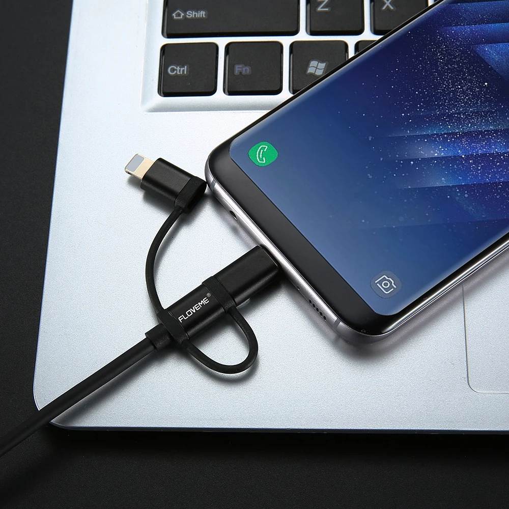 FLOVEME 3 в 1 зарядный кабель Micro Usb Type C зарядное устройство для iphone Xs Max/Xr/X/8/7 Samsung S10 Plus