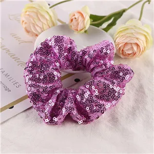 Purple Новое поступление, Модные женские милые однотонные Блестки для волос, винтажные резинки для волос, резинки для волос для девушек, аксессуары для волос, держатель для конского хвоста - Цвет: Purple