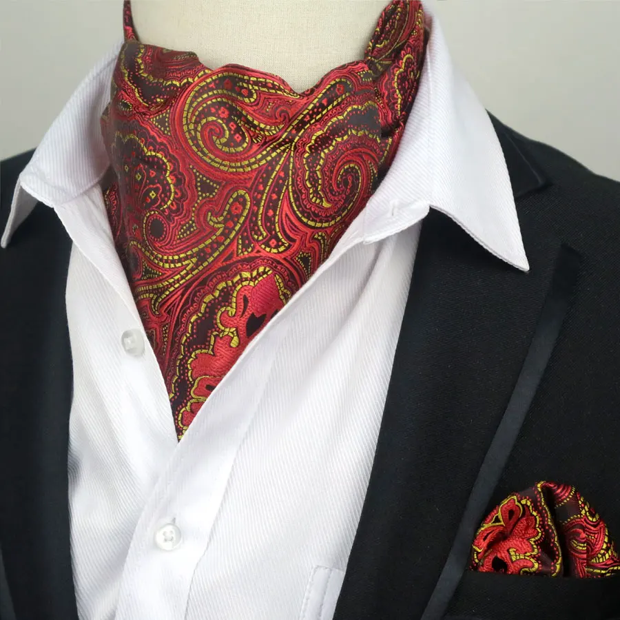Style 19 Модный мужской галстук Галстук Набор платок Шелковый Пейсли Точка Цветочный Жаккард Ascot наборы шейных платков Карманный квадратный для бизнес Вечерние - Цвет: Style 19