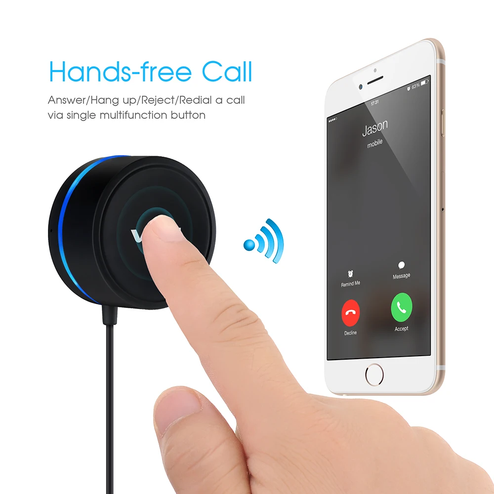 Автомобильный комплект VicTsing Bluetooth 4,0 с поддержкой громкой связи, беспроводной автомобильный стерео аудио музыкальный приемник 3,5 мм Aux вход, два порта, USB Автомобильное зарядное устройство