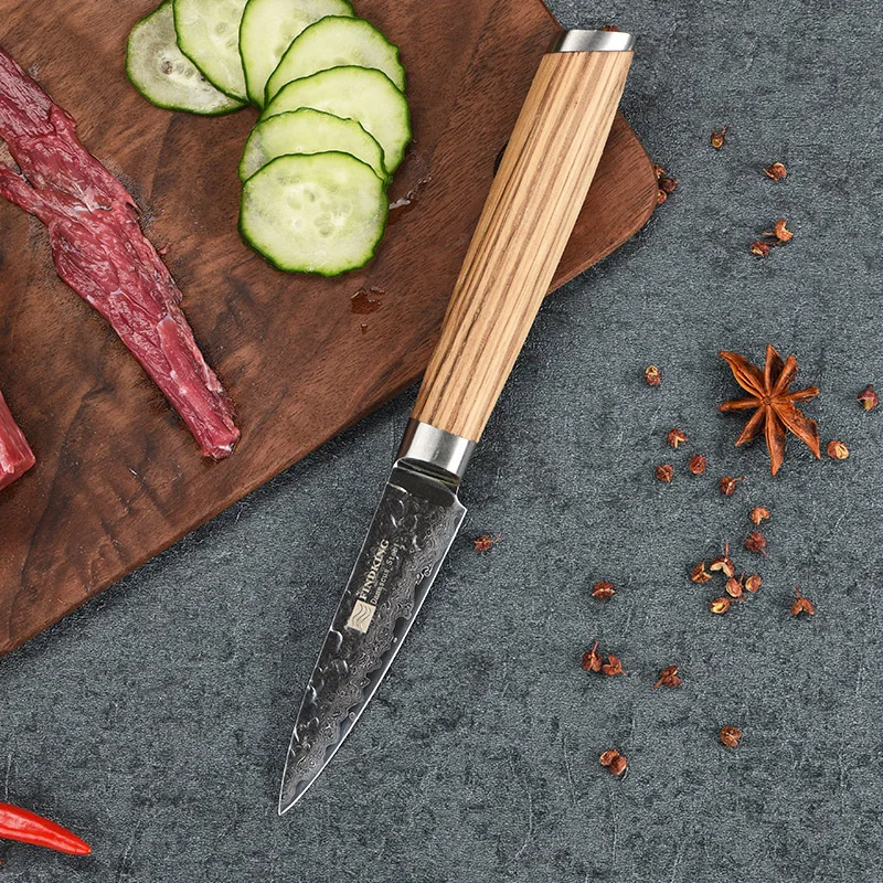 FINDKING 2017 Новый дамасский нож 3 5 дюйма фруктовый Зебра деревянные Дамасские