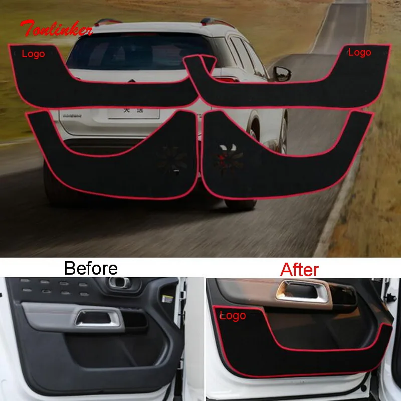 

Tonlinker Interior Door Anti-dirty Cover Sticker for Citroen C5 Aircorss 2018-19 Car Styling 4 PCS PU/Polyester Covers stickers