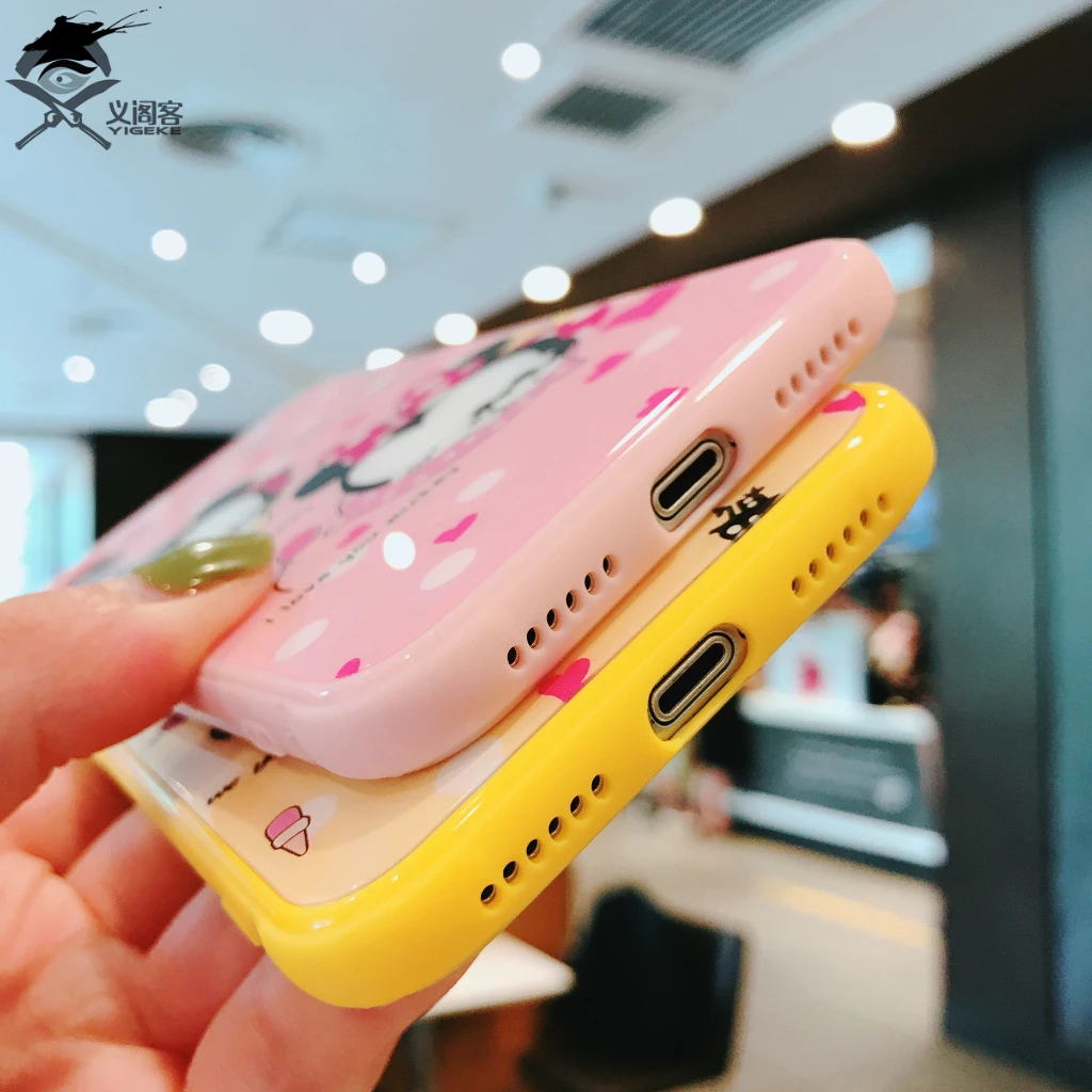 YIGEK Phone Cases for Iphone 7 Case. Luxurious Mickey Mouse Color Edge Glass Apple X876S Plus Case Bags |
