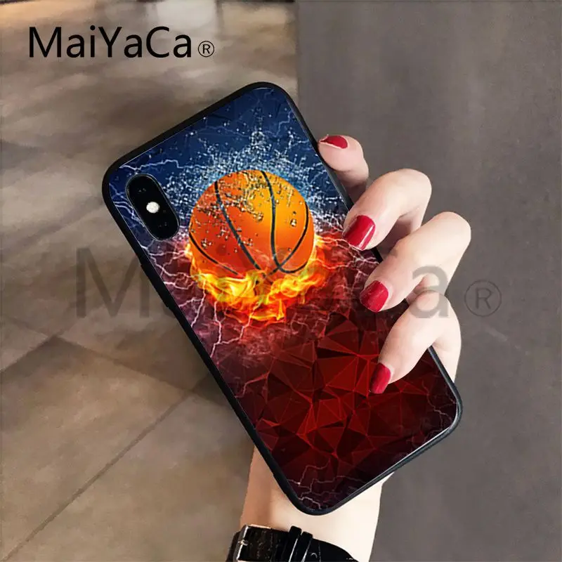 MaiYaCa баскетбольный черный ТПУ мягкий резиновый чехол для телефона iphone 7 7plus X 8 8plus и