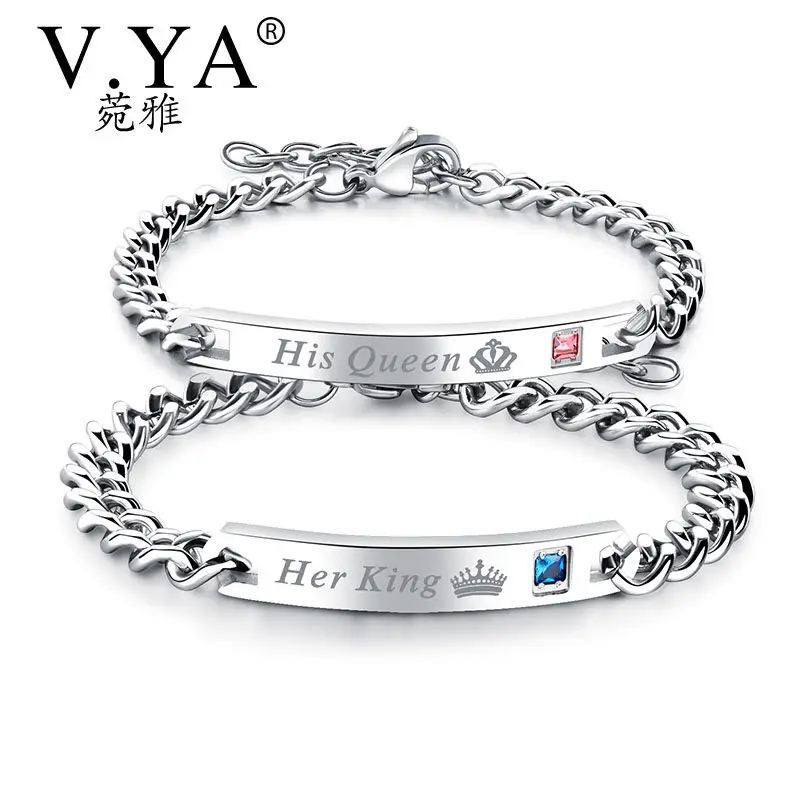 Браслет из нержавеющей стали для влюбленных его королева ее король |