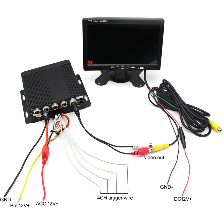 Автомобильный видеорегистратор MDVR 4CH + 7 &quotавтомобильный ЖК-монитор камера