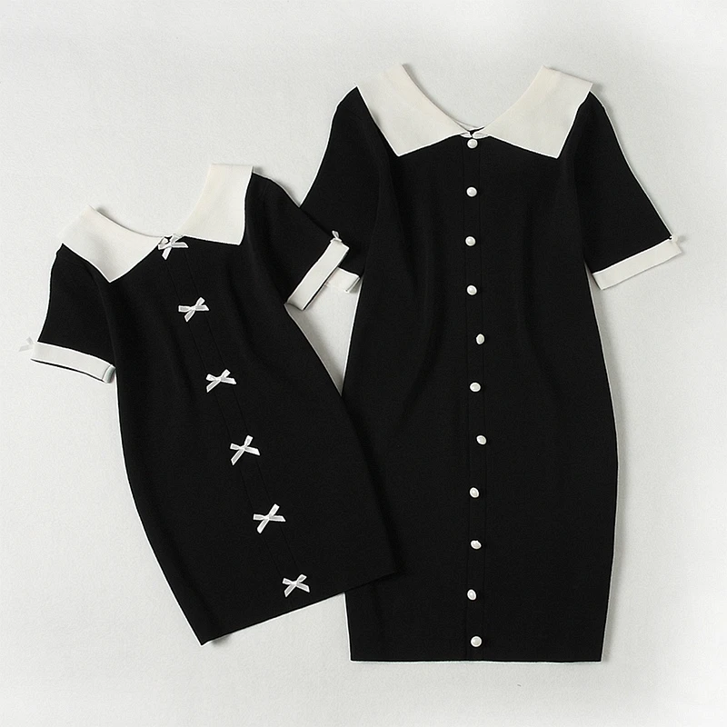 ALPHALMODA/Коллекция года, летняя одежда для родителей, комплекты однобортное свободное трикотажное платье с короткими рукавами для мамы и детей, летнее платье