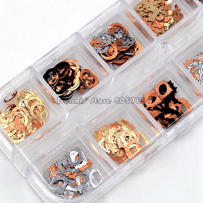Микс 3 цветов 4 Формы луна звезды цветочный меч узор Металлические Блестки Дизайн