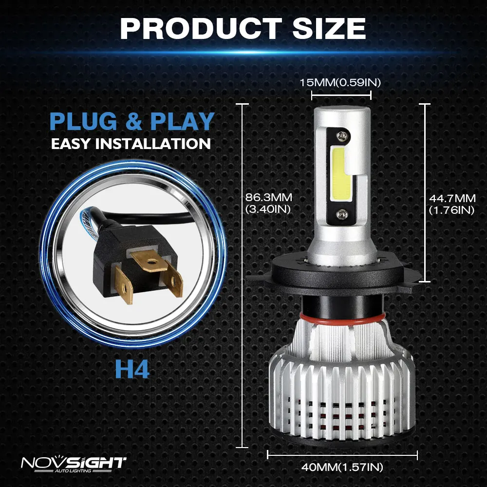 NOVSIGHT H4 Hi-Lo Beam H7 H11 H1 H3 H13 9005 9006 9007 светодиодные лампы для автомобильных фар 72 Вт 10000lm
