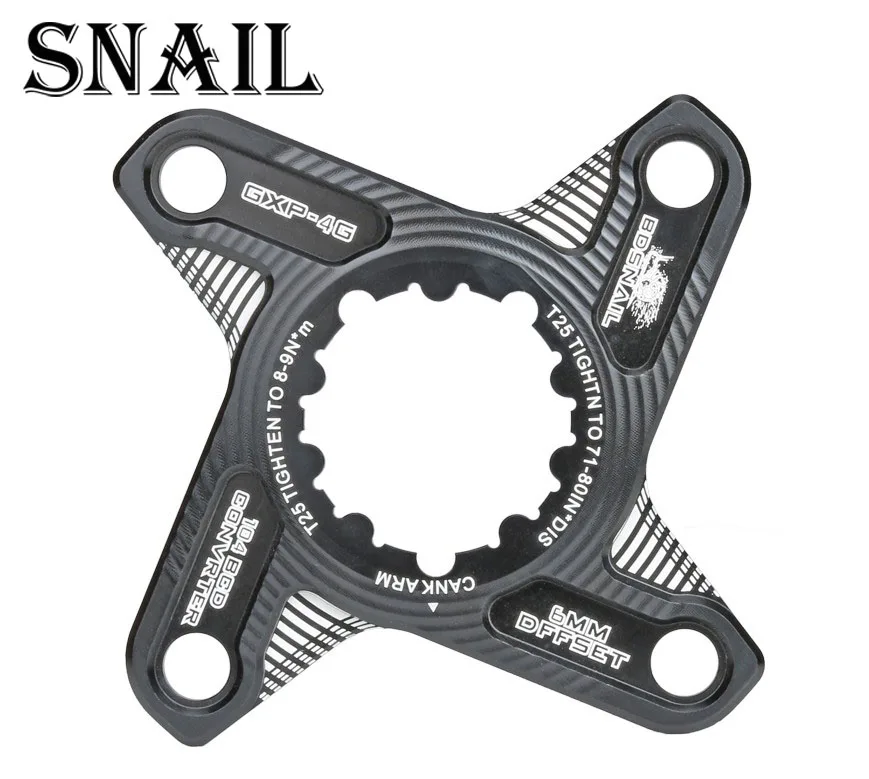 Snail black Адаптер с цепным кольцом в виде улитки, паук, 6 мм, офсетный преобразователь для sram GXP до 104 BCD X9 XX1 X0 X01 GXP 6 мм 104bcd 110bcd 5 arms - Цвет: Snail black