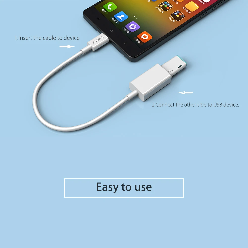 Зарядный кабель ORICO CT2 type-C к OTG usb 2 0 для MacBook удлиненный u-диск мышка белый зарядки