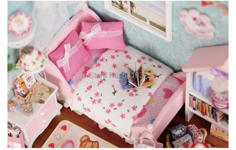 2015 Новый Diy деревянный кукольный домик Миниатюрные кукольные домики миниатюрные