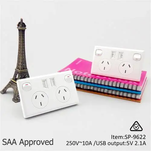 Двойной USB 2 Переключатель электрическая настенная розетка австралийская
