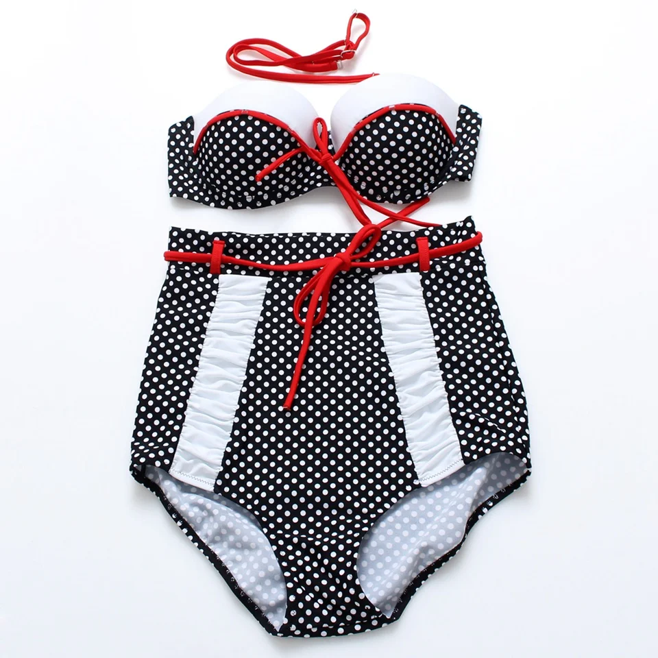 Ретро Купальник Bikinis Женщин 2017 Плюс Размер Бикини Высокая Талия Купальники