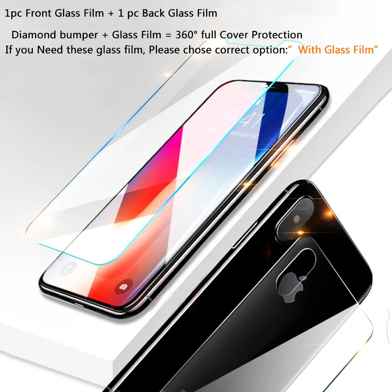 Роскошный блестящий металлический бампер со стразами для iPhone XS Max XR X 8 7 6 6S Plus