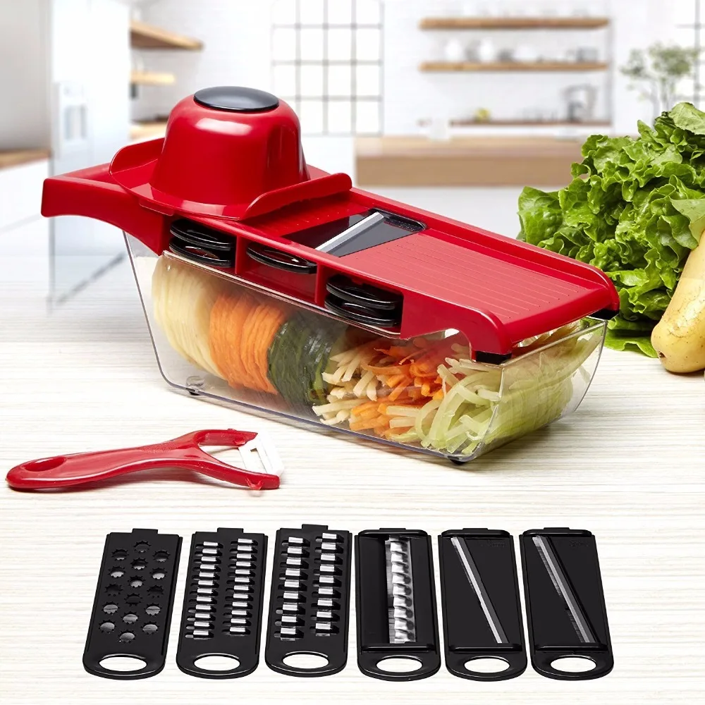 

Vovigo Multi-function Vegetable Fruit Mandoline Slicer Cutter With Adjustable Stainless Steel Blades Carrot Potato Onion Grater