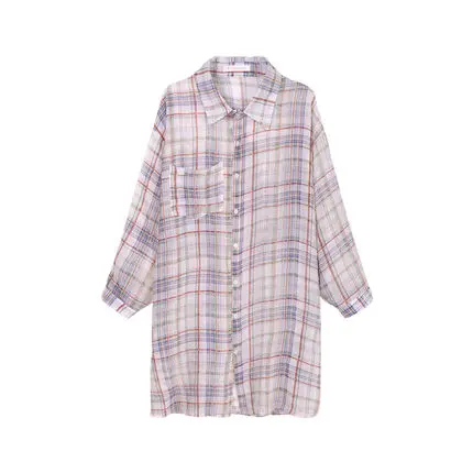 2XL клетчатые рубашки женские блузки и топы корейские шифоновые Женские с