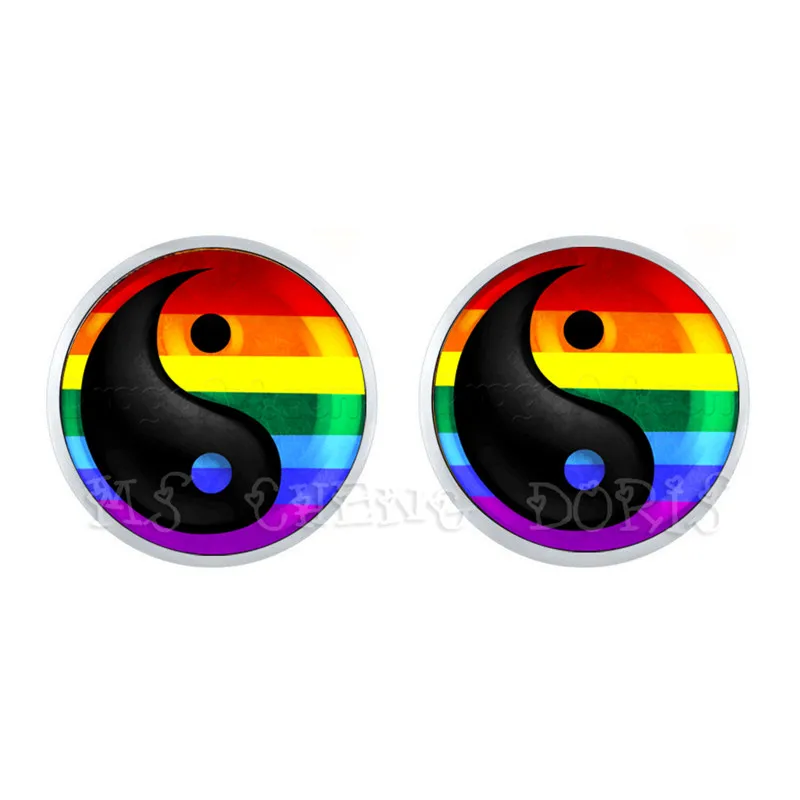 Новые серьги Радуга для мужчин и женщин стеклянный купол 12 мм геев лесбиянок
