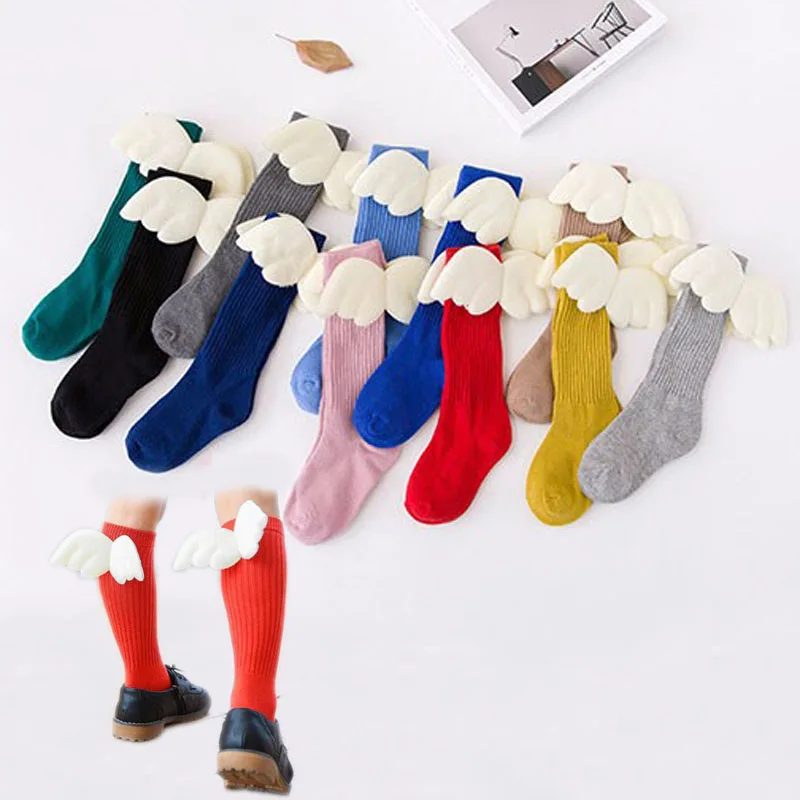 Милые детские носки с крыльями ангела весенне-осенние хлопковые длинные для