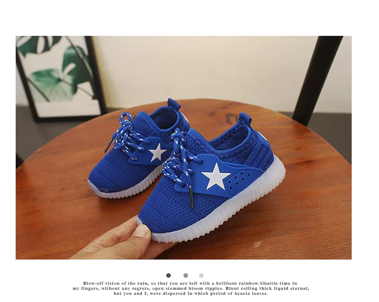 Светодиодный светильник, обувь для детей 1-3 лет, детские кроссовки с задней частью, светильник, Розовая обувь для девочек, дышащая повседневная обувь для малышей, черная/синяя, B08012