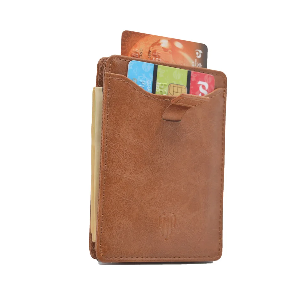 Brown Rfid кошелек для карт, новинка, тонкий мужской кошелек для ID, держатель для кредитных карт, кошелек из искусственной кожи, мини кошелек, портативный держатель для денег - Цвет: Brown