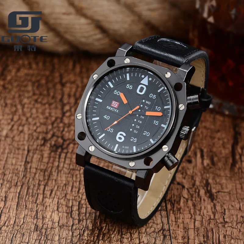 Новинка Лидер продаж guote Роскошные повседневные мужские часы Аналоговые военные