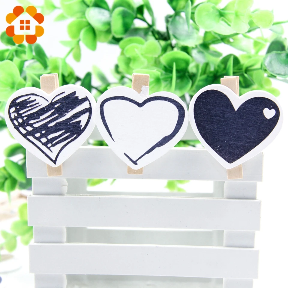 18 шт./лот креативные деревянные зажимы простые 3 вида стилей в форме сердца милые