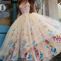 superkimjo 2020 new arrival prom dresses butterfly puffy tulle tea length evening gowns cheap formal dresses