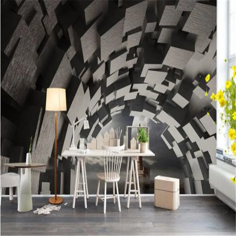 Custom Mural 3D Space Extension Wallpaper for Walls Geometric Wall Brick Pattern Covering Living Room Home Decor Vintage | Обустройство