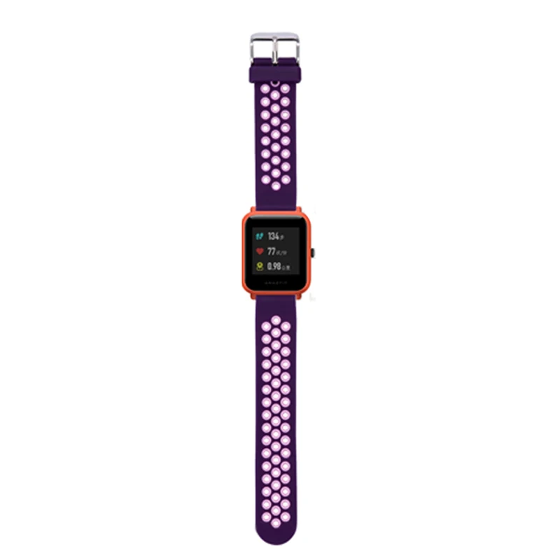 purple pink Спортивный силиконовый ремешок Bip для Xiaomi Huami Amazfit, браслет для Huami Amazfit Bip Bit, ремешок на запястье 20 мм - Цвет ремешка: purple pink